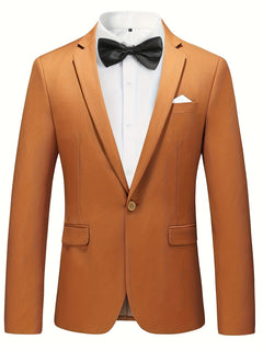 Charlie - Klassischer einfarbiger Herren-Blazer in Braun