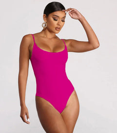 Kelly® | Schnappender Badeanzug in Rosa Rundhalsausschnitt