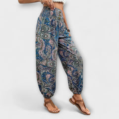 Scarletta – Weite Hose mit Ethno-Muster in Marinebla