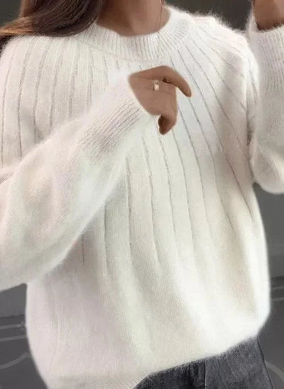 Shereen – Rundhals Pullover Mit Flauschigem Kragen