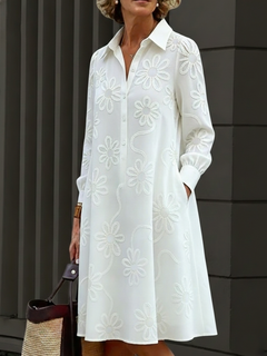 Sirelin - Softtouch-Midi-Hemdblusenkleid in Weiß