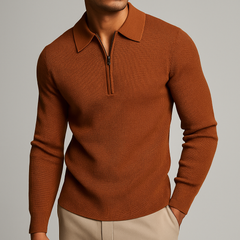 Charlie | Herren Gerippter Reißverschluss Hoodie in Orange