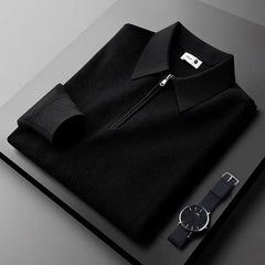 Charlie | Herren Gerippter Reißverschluss Hoodie in Schwarz