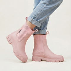 Charlotte | Damen Robuste Profilsohle Chelsea-Stiefel in Rosa