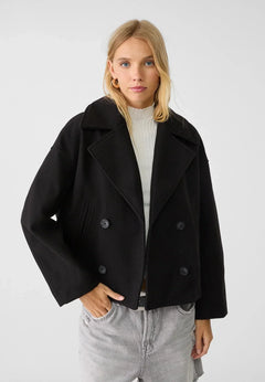 Charlotte | Kurze Zweireiher-Jacke in Schwarz
