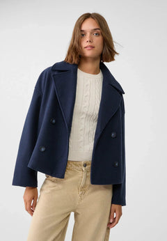 Charlotte | Kurze Zweireiher-Jacke in Marineblau