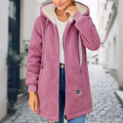Rina | Damen Kuschelige Reißverschluss Winterjacke in Rosa
