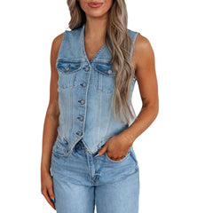 Clara | Moderne Jeansweste mit Knopfleiste in Standard