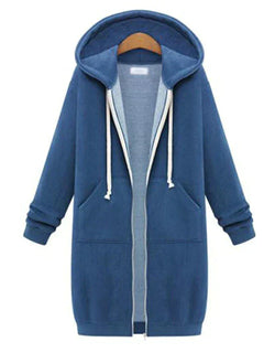Ember - Zip-Up Hoodie - Knielang in Blau
