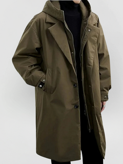 THOMAS - KLASSISCHER TRENCHCOAT MIT KAPUZE in Militärgrün