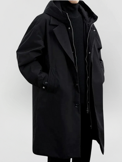 THOMAS - KLASSISCHER TRENCHCOAT MIT KAPUZE in Schwarz