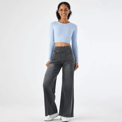 Mariel | Weite Jeanshose in Grau