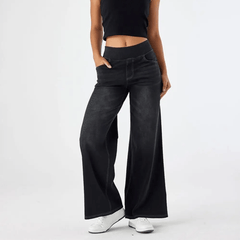 Mariel | Weite Jeanshose in Schwarz