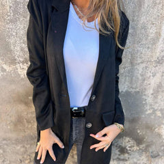 Cordula | Eleganter Vielseitiger Mantel in Schwarz