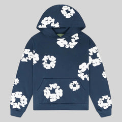 Cornelia | Damen Lässiger Blumenprint Hoodie in Blau
