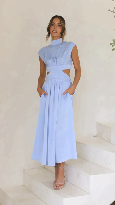 Alexia - Hoch Tailliertes Plissee-Maxikleid