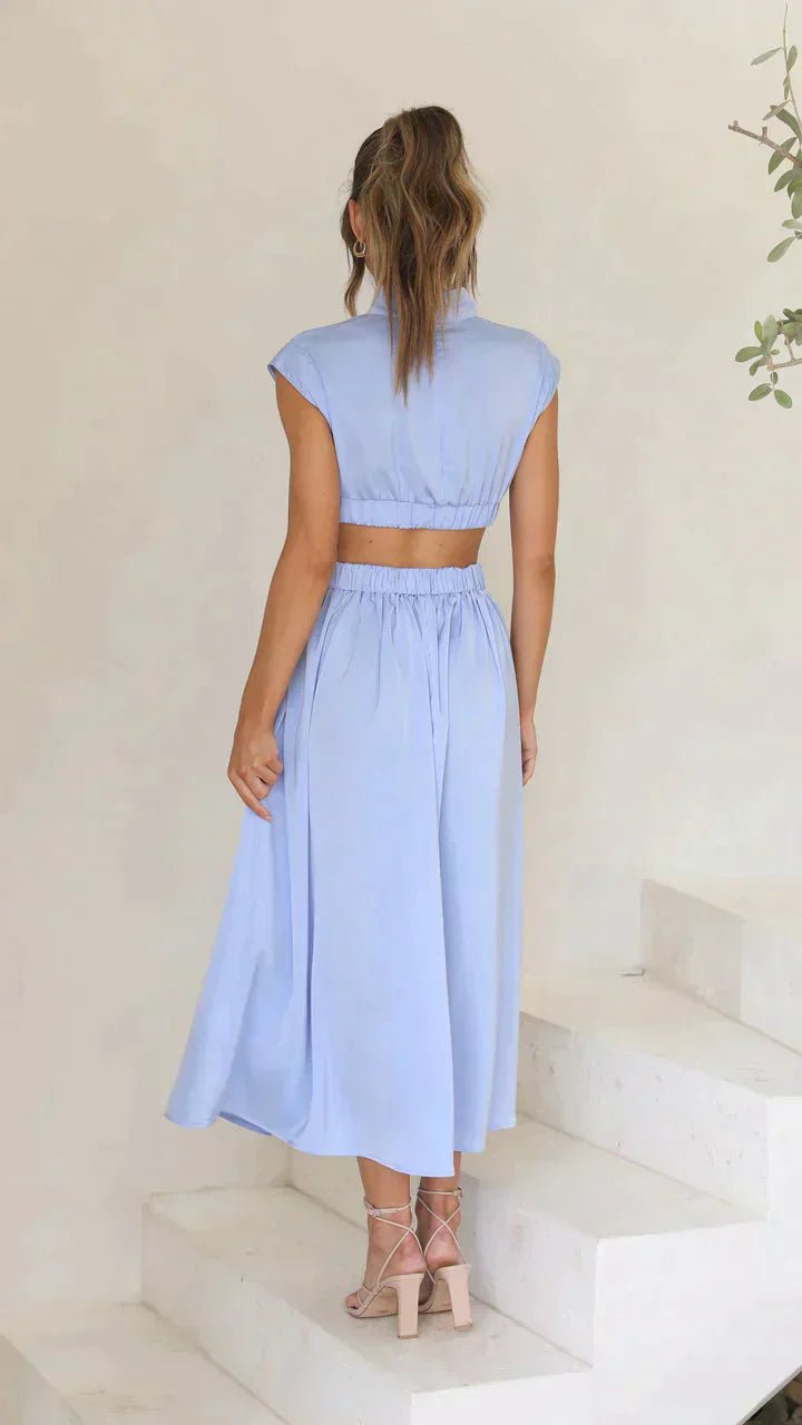 Alexia - Hoch Tailliertes Plissee-Maxikleid