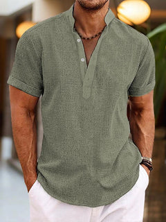 Daniel | Herren Sommerliches Henley Kurzarmshirt in Grün