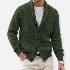 HUBERT - HANDGESTRICKTE STRICKJACKE in Militärgrün