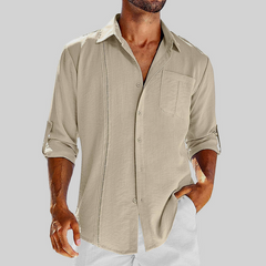 Raivo | Herren Langarm Leinen Overshirt in Beige
