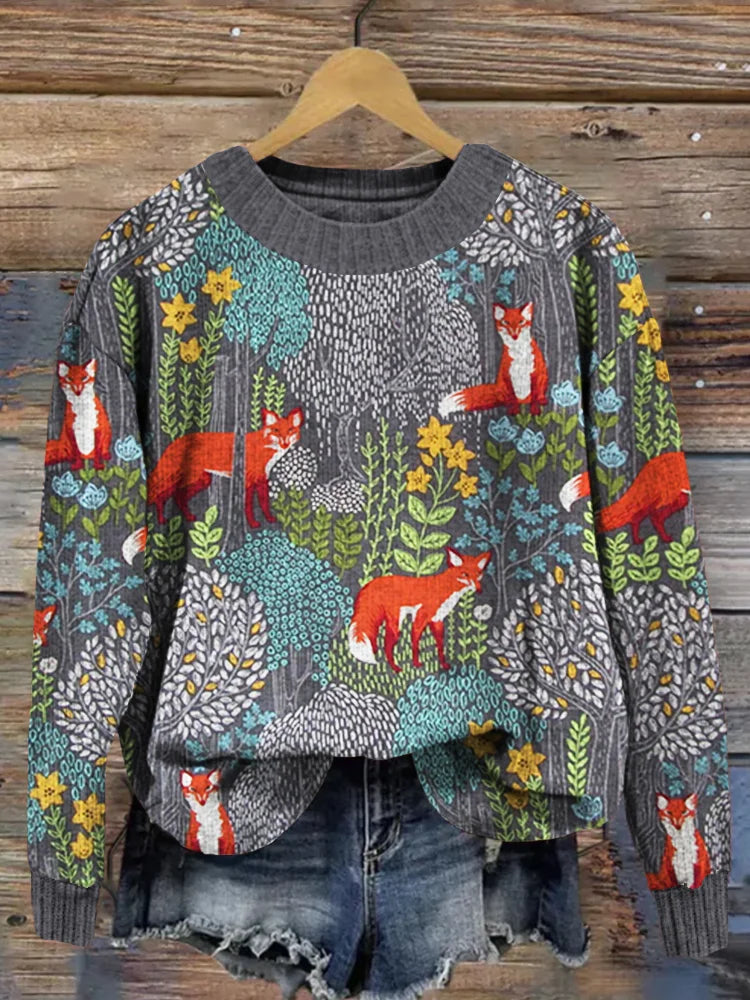 Pullover mit Fuchsdesign für Frauen