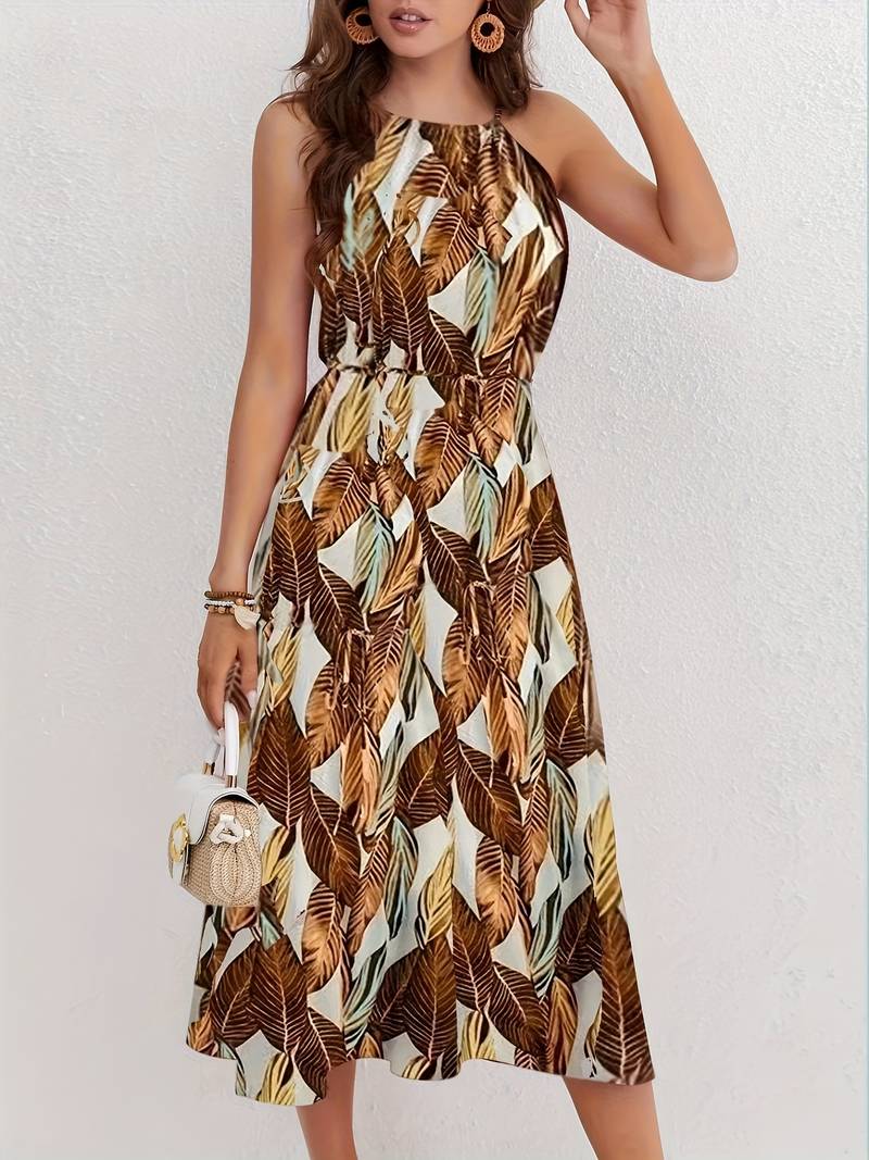 Jocelyn® | Neckholder-Strandkleid mit Blattmuster