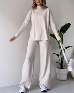 Zainab - Pullover & Hosen Set - Gerippter Stil in Aprikose