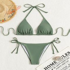 Donna – Bikinis mit Bindebändern in einfarbig in Grün