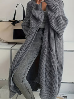 Lena | Zeitloser Longline Strickcardigan Damen in Grau
