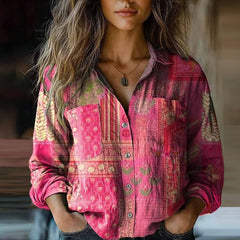 Maya | Fließende Boho Hemdbluse in Rosa