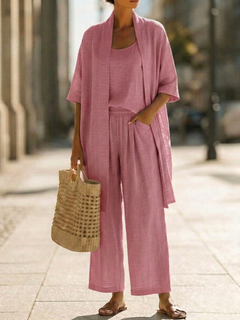 Rilara - dreiteiliges Loungewear-Set in Rosa