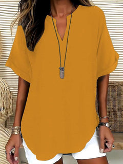 Xalina - Bluse mit weicher Haptik und Ausschnitt-Detail in Gelb
