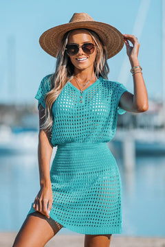 Tara | Strick-Badeanzug für Frauen in Pfau-Blau