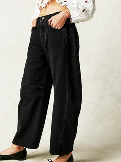Sunva™ |  Barrel Jeans in Schwarz