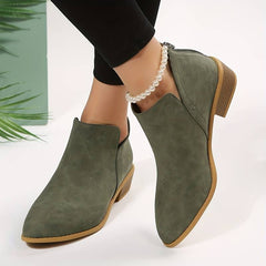 Damen Winter Wildleder Stiefeletten mit Slip-On-Design in Grün