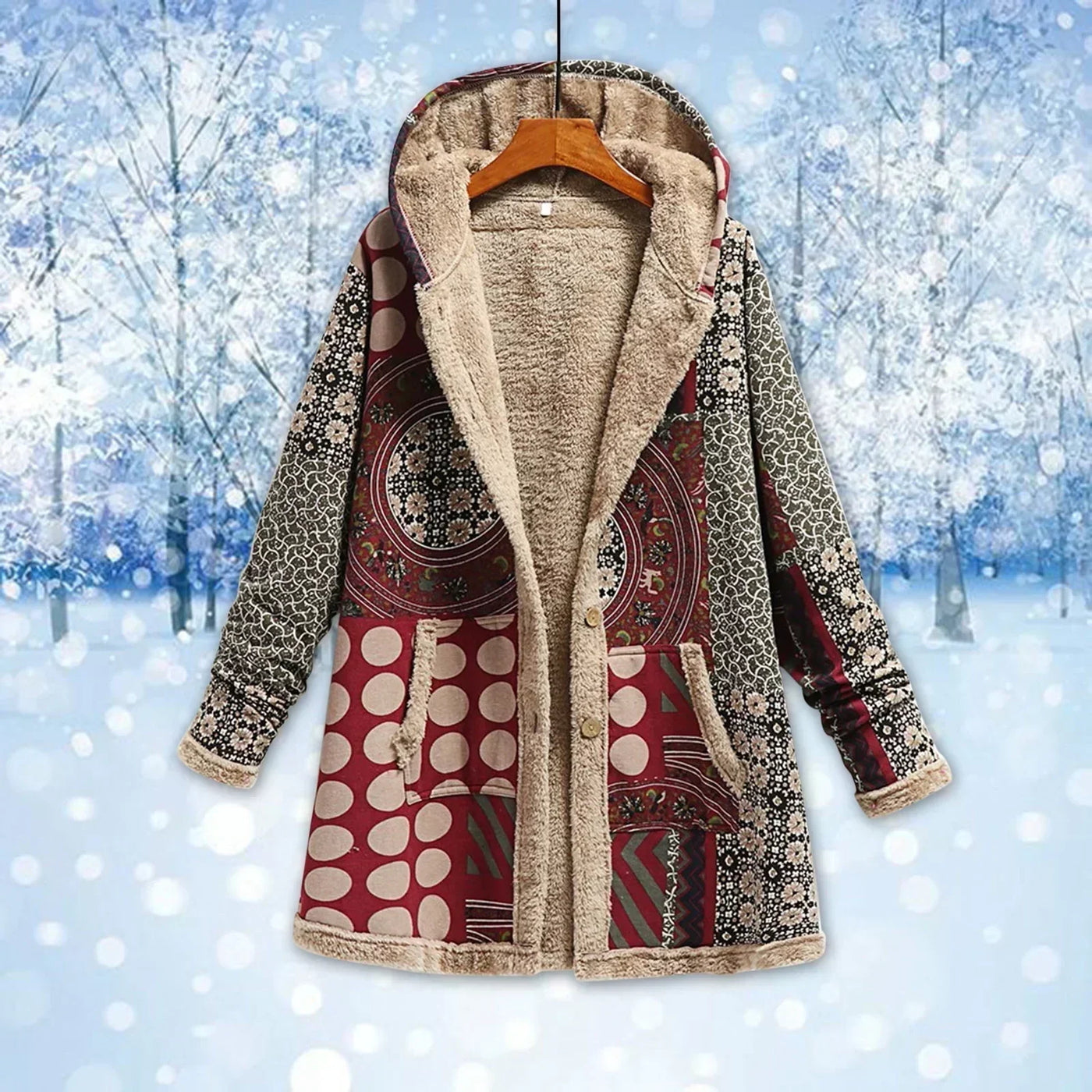 Warme Fleece Jacke für Damen | mit Kapuze