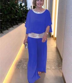 Mia | Farbiges elegantes zweiteiliges Set in blau