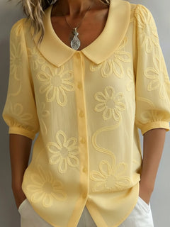 Perina - Soft-Touch-Bluse mit Blumenmuster in Gelb