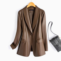 Riviera Leather Blazer in Tanned Brown
