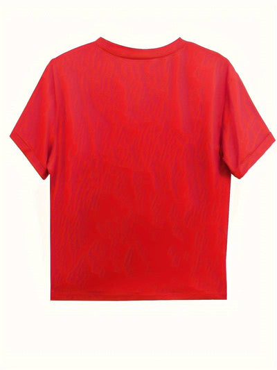 Herz-Print Kurzarm-T-Shirt für Damen