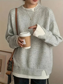 Damen FREIZEIT LANGARM PULLOVER | KOMFORTABEL, MODERN, VIELSEITIG in Grau