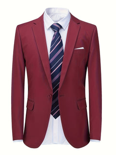 Charlie - Klassischer einfarbiger Herren-Blazer in Rot