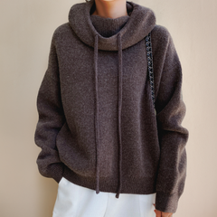 Ylliana - Strick-Hoodie - Gemütlicher Rollkragen in Braun