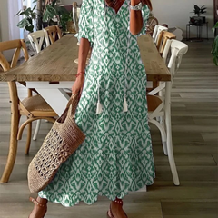 Dalia | Fließendes Boho Maxikleid in Grün