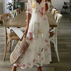 Dalia | Fließendes Boho Maxikleid in Weiß 1