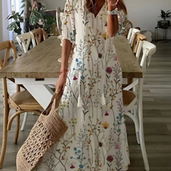 Dalia | Fließendes Boho Maxikleid in Weiß 2