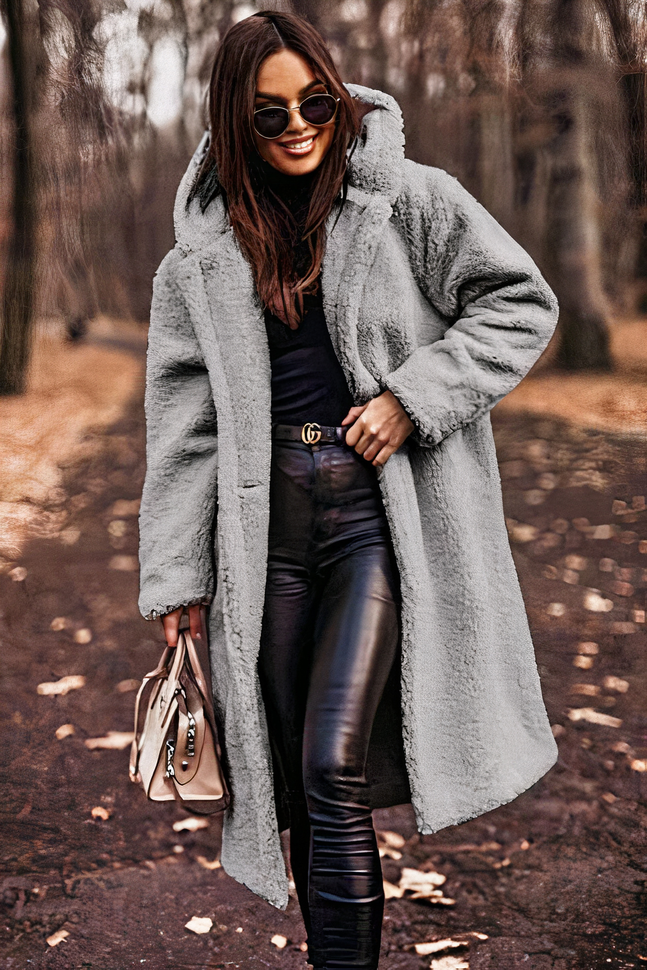 Damen bequemer Mantel mit Kapuze | Teddy
