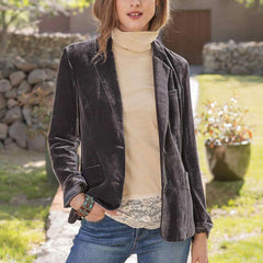 Damen Blazer Jacken aus Samt - Swayze in Grau