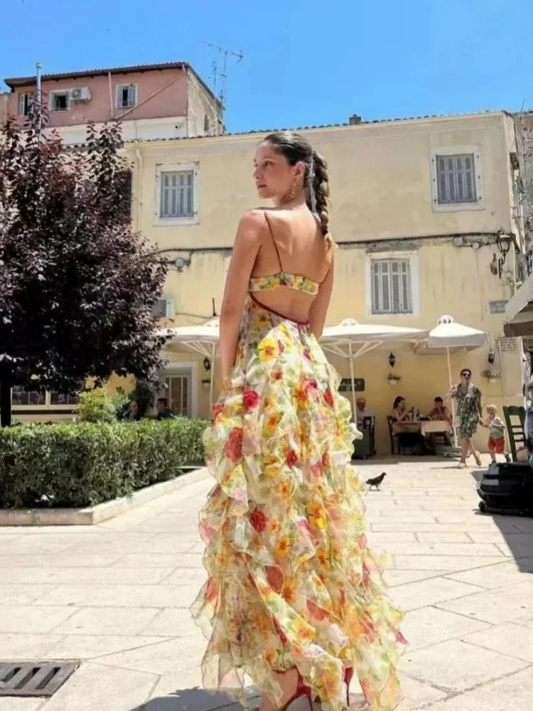 Damen Blumen Urlaub Sommerkleid | Maxi