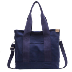 Mia | Damen Canvas Tote Bag Multifunktionale Schultertasche mit Schultergurt in Blau
